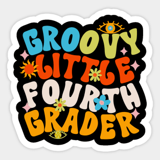 Groovy Little FOUTRH Grader First Day of School Sticker